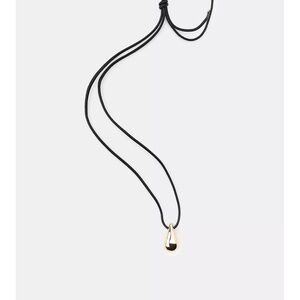 Zara Gold Teardrop Necklace on Black Cord